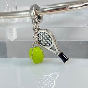 Sterling Silver Tennis Racquet & Ball Dangle Charm